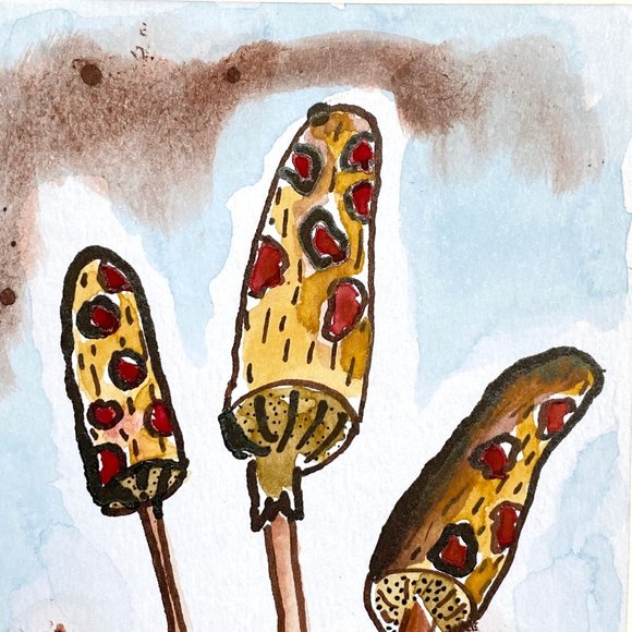 Mushroom Trio Blank Greeting Card Original Handmade Watercolor Artwork Signed - Picture 2 of 6